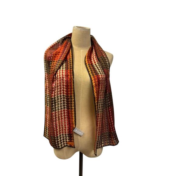 "Echo" 100% Silk Scarf Multicolor Earth Tones Designer Unisex Lightweight Rustic - Picture 3 of 9